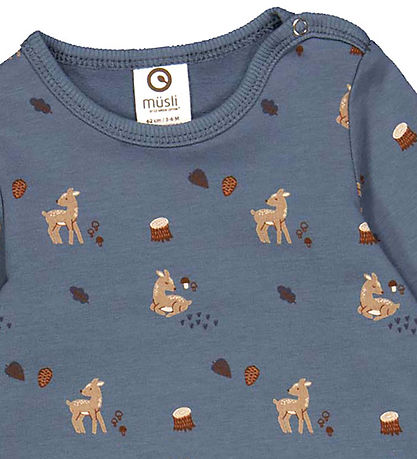 Müsli Bodysuit L/æ - Deer - Stormy Blue/Shade/Bark