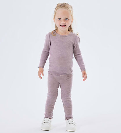 Name It Leggings - Wool - Noos - NmfWang - Purple Dove w. Pointe