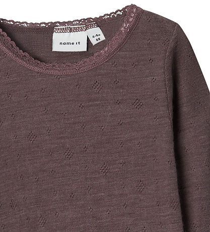 Name It Bodysuit L/æ - Wool - Noos - NbfWang - Sparrow w. Pointe