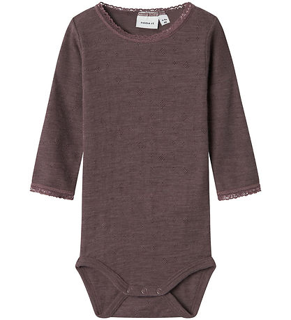Name It Bodysuit L/æ - Wool - Noos - NbfWang - Sparrow w. Pointe