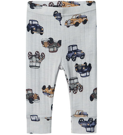 Name It Leggings - Wool - Noos - NbmWang - Gray Dawn w. Cars