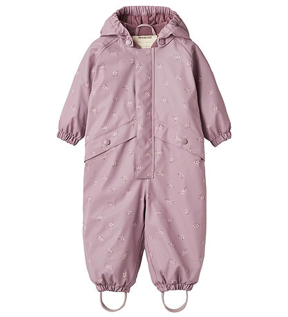 Wheat Regnoverall m. Thermo - PU - Aiko - Soft Lilablommor