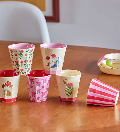 Rice Bollar - Melamín - 6 Stk. - 160 ml - Bleikt/Happy Forest