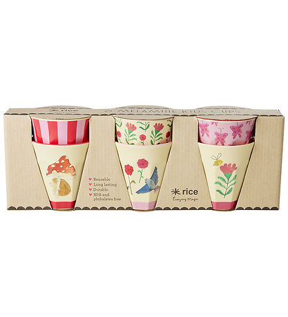 Rice Bollar - Melamín - 6 Stk. - 160 ml - Bleikt/Happy Forest