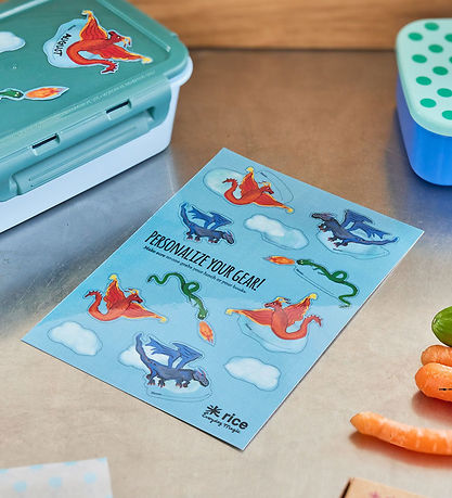Rice Límmiðar Til Nestisbox - 11 Stk. - Rykugt Blár/dreki