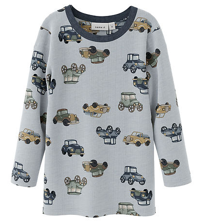 Name It Bluse - Wolle - Noos - NmmWang - Grau Dawn m. Autos