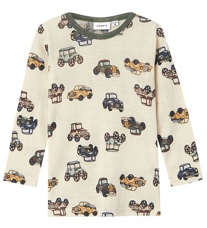 Name It Bluse - Wolle - Noos - NmmWang - Snow White m. Autos