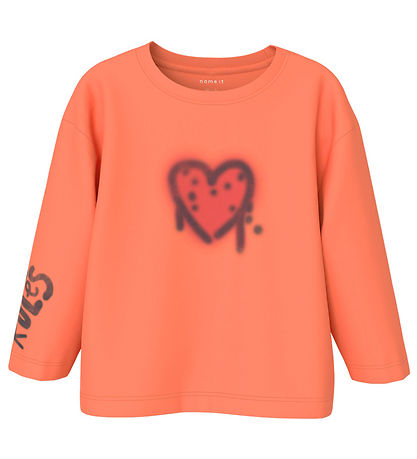 Name It Blouse - NmfNoa - Fusion Coral w. Heart
