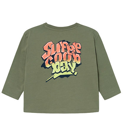 Name It Bluse - NmmNoel - Deep Lichen Green m. Graffiti
