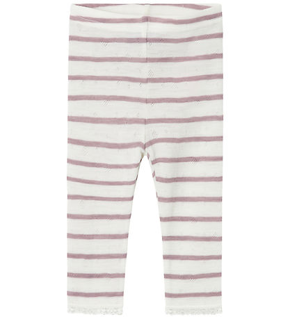 Name It Leggings - Wool - Noos - NbfWang - Snow White/Purple Dov