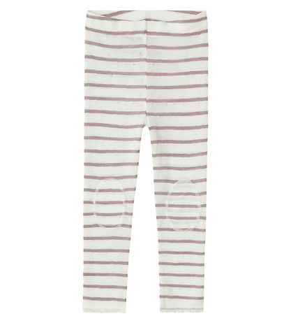 Name It Leggings - Wool - Noos - NmfWang - Snow White/Purple Dov