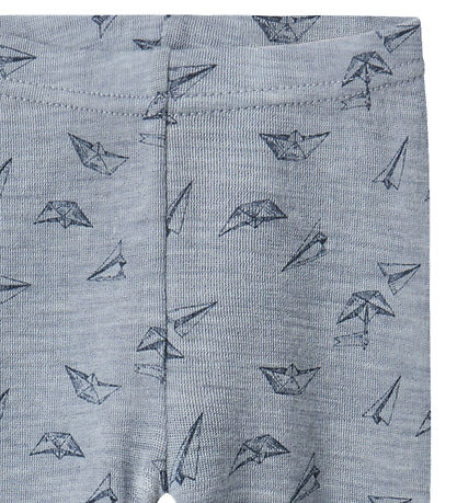 Name It Leggings - Wool - NbmWang - Tradewinds w. Paper Airplane