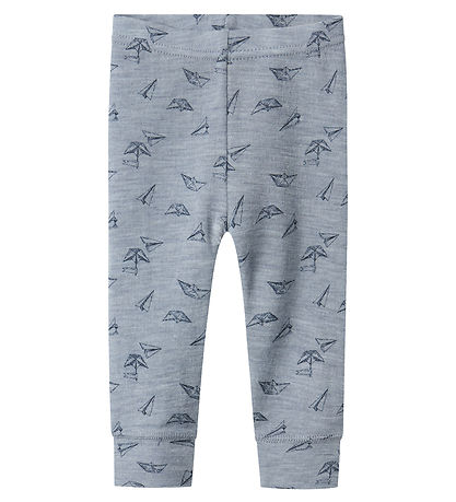 Name It Leggings - Wool - NbmWang - Tradewinds w. Paper Airplane