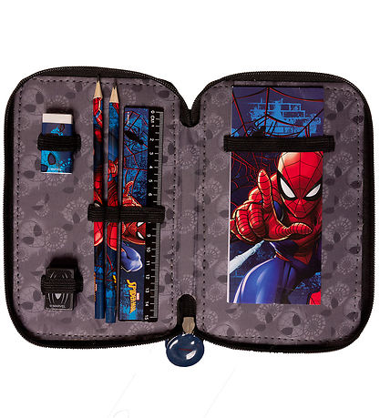 Spider-Man Federmäppchen m. Inhalt - Filled Double Decker - Schw