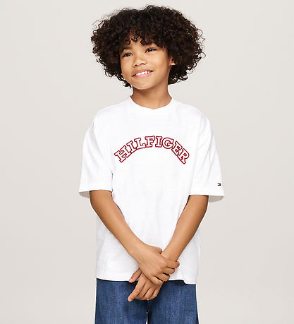 Tommy Hilfiger T-shirt - Monotypbroderad - Vit
