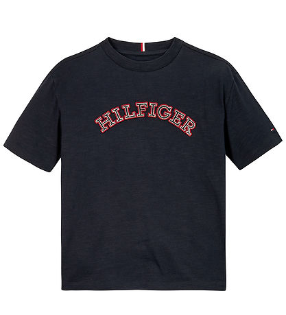 Tommy Hilfiger Stuttermabolur - Eingerð útsaumuð - Desert Sky