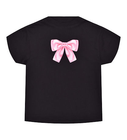 Hound T-shirt - Cropped - Black w. Bow