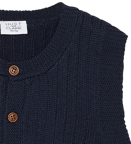 Hust and Claire Waistcoat - Knitted - Wool - Edi - More Navy