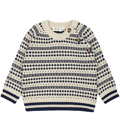 Petit Piao Blouse - Knitted - Off White/Deep Cobalt