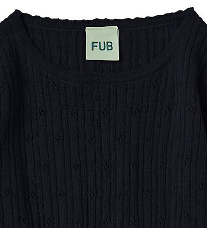 FUB Blouse - Wool - Dark Navy w. Pointelle