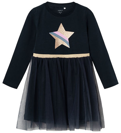 Name It Kleid - NmfNastar - Dark Sapphire m. Glitzer