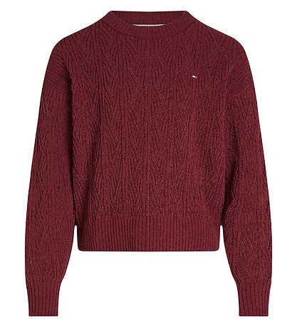Tommy Hilfiger Blússa - Prjónað - Chenille - Deep Rouge