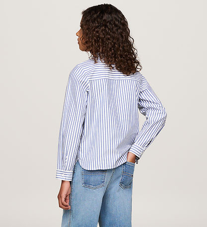Blouse Tommy Hilfiger - Ruffle Collier - Mid Blue/Optique White