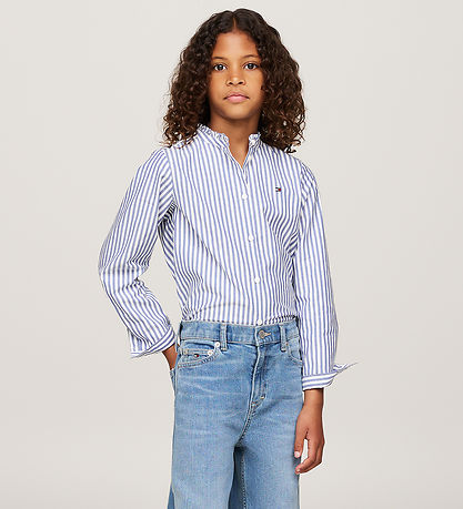 Blouse Tommy Hilfiger - Ruffle Collier - Mid Blue/Optique White