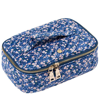 Fan Palm Toiletry Bag - Large - Quilted - Blue Blossom