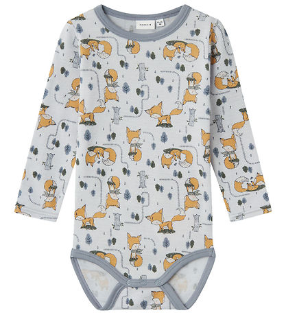 Name It Bodysuit L/æ - Wool - NmmWillit - Gray Dawn/AOP