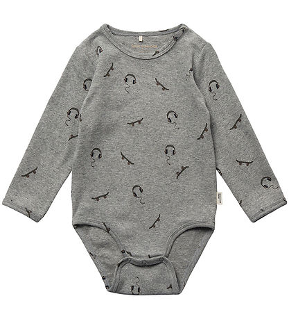 Sofie Schnoor Bodysuit L/æ - Grey Melange w. Print