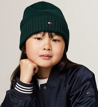 Tommy Hilfiger Beanie Knitted Small Flag Beanie Ornamental Gree KW SK