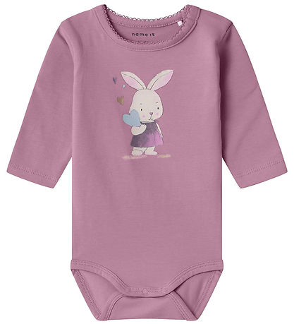 Name It Bodysuit L/æ - NbfNejse - Mauve Orchid w. Rabbit