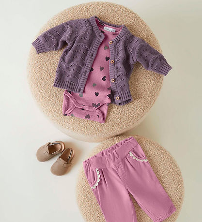Name It Samfella L/æ - Rib - NbfNitte - Mauve Orchid M. Hjörtu