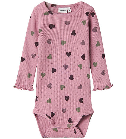 Name It Samfella L/æ - Rib - NbfNitte - Mauve Orchid M. Hjörtu