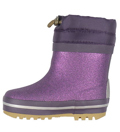 Mikk-Line Rubber Boots w. Lining - Cards - Nightshade w. Glitter
