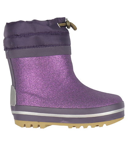 Mikk-Line Rubber Boots w. Lining - Cards - Nightshade w. Glitter