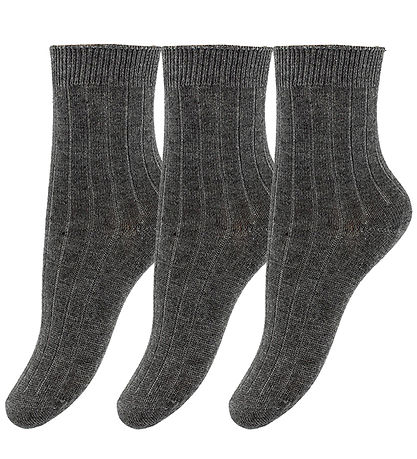 Minipop Socks - Bamboo - 3-Pack - Dark Grey Melange