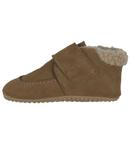 Pom Pom Skinntofflor m. Foder - Shepheard Velcro - Dust