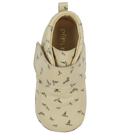 Pom Pom Soft Sole Leather Shoes - Beginners Velcro - Duck AOP