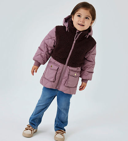 Name It Puffer Jacket w. Teddy Fleece - NmfMika - Grape Shake