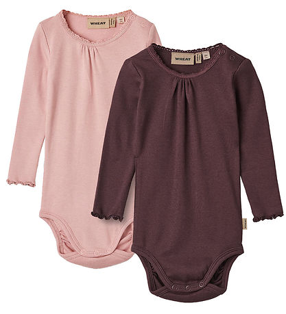Wheat Bodysuit L/æ - 2-Pack - Rib - Lotta - Rose Frozen/Eggplant