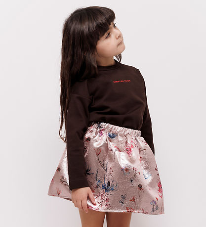 Christina Rohde Skirt - Pink Glitter w. Flowers