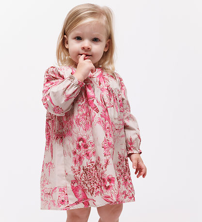 Christina Rohde Dress - Beige w. Pink Print