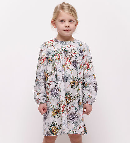 Christina Rohde Kleid - Blaugrau m. Blumen