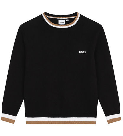 BOSS Bluse - Strick - Schwarz m. Braun/Weiß