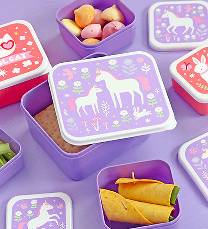A Little Lovely Company Lunchbox Set - 4 pcs - Unicorn