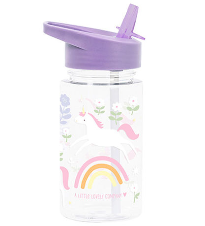 A Little Lovely Company Water Bottle w. Straws - 450 mL - Unicor
