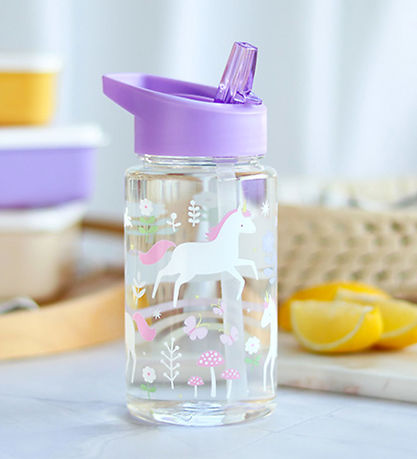 A Little Lovely Company Water Bottle w. Straws - 450 mL - Unicor