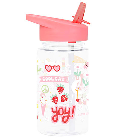 A Little Lovely Company Water Bottle w. Straws - 450 mL - Fun